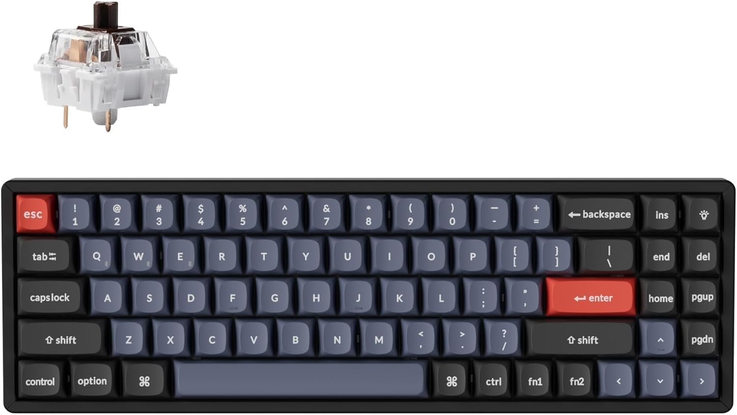 Keychron K14 Pro Wireless Mechanical Keyboard, 70% Compact Bluetooth Keyboard with QMK/VIA Programmable, Hot-Swappable K Pro Red Switch, RGB Backlight, 4000mAh Battery, for Mac Windows Linux