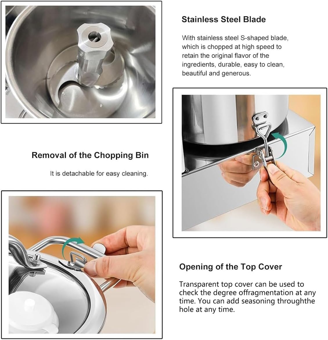 Commercial Food Processor Heavy Duty Electric Vegetable Chopper,6L/9L/15L Stainless Steel Multifunctional Meat Grinder Veggie Cutter Mincer,Food Chopper Machine for Potato,Onion,Ginger,Cabbage(9L)