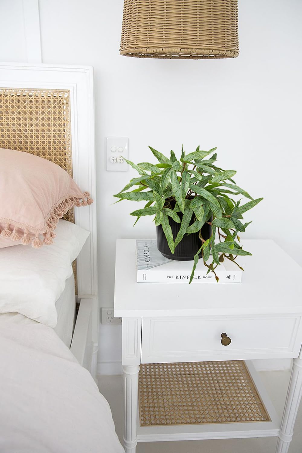 Briful Faux Plants Indoor 9'' Artificial Potted House Plant with Black Ceramic Pot Fake Pteris Cretica Fern Plant for Home Office Room Desk Shelf Decor Indoor