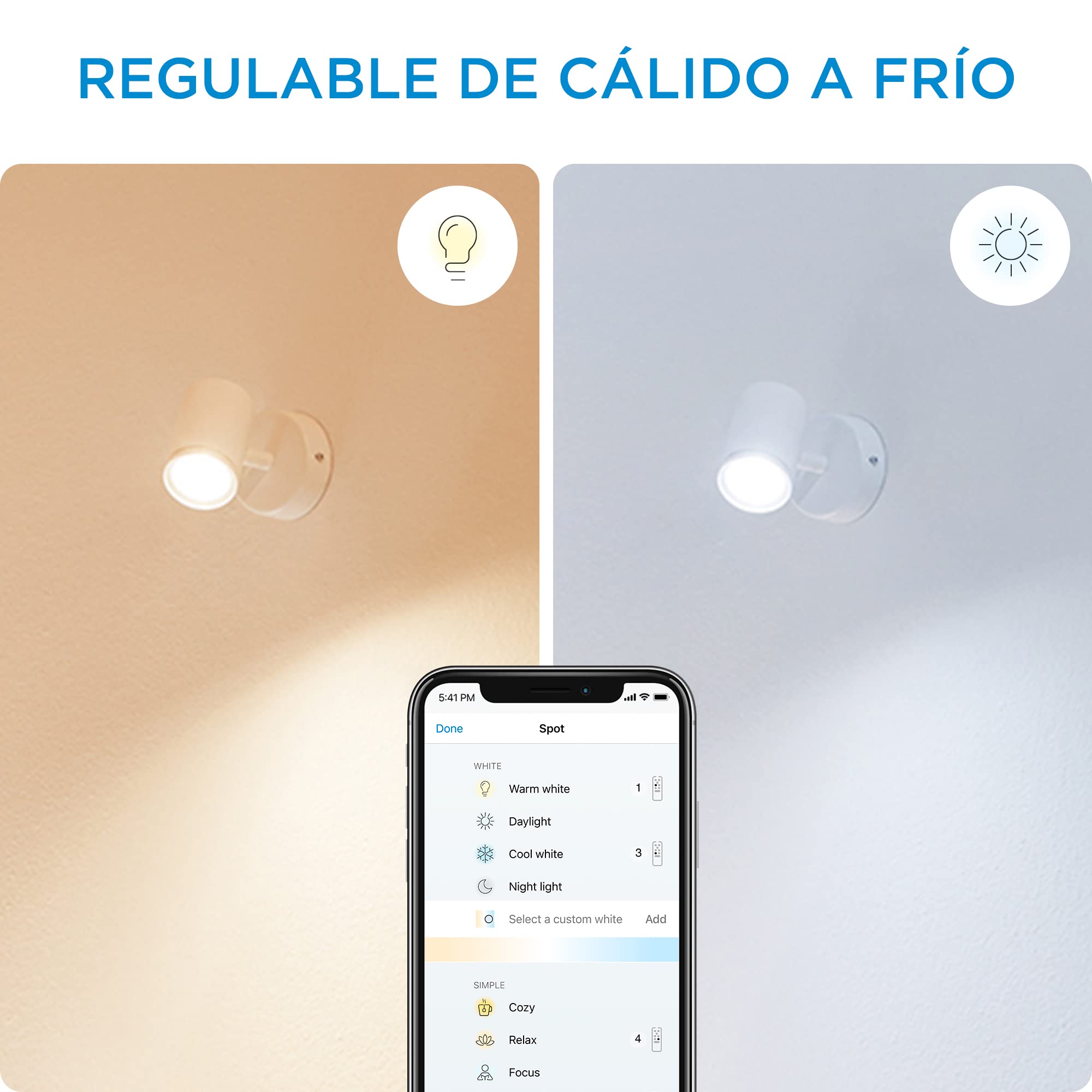 Wiz - Lámpara inteligente, Wiz IMAGEO, 3 Focos LED Inteligentes, Luz Blanca y de Colores, Compatible con Alexa y Google Home, Color Negro