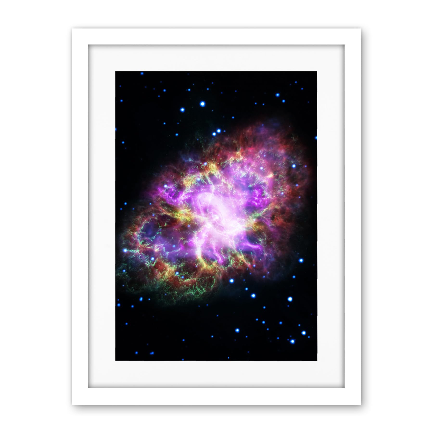 Artery8 Hubble Space Telescope Image Multiwavelength Crab Nebula Detailed Composite From VLA Spitzer Hubble XMM-Newton And Chandra X-Ray Observatory Artwork Framed Wall Art Print 18X24 Inch