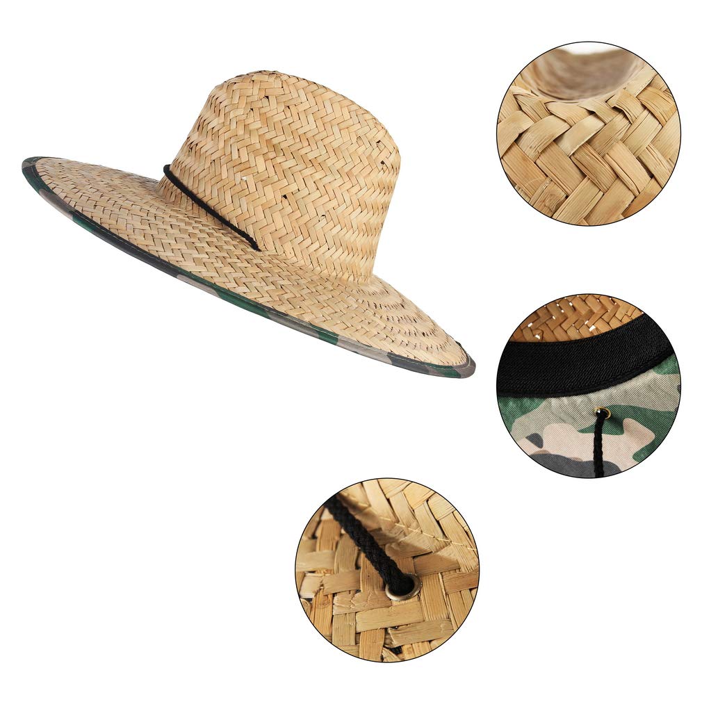 Gemvie Chapeau de paille mixte - protège du soleil - bord large - pour plage/campagne/pêche/été