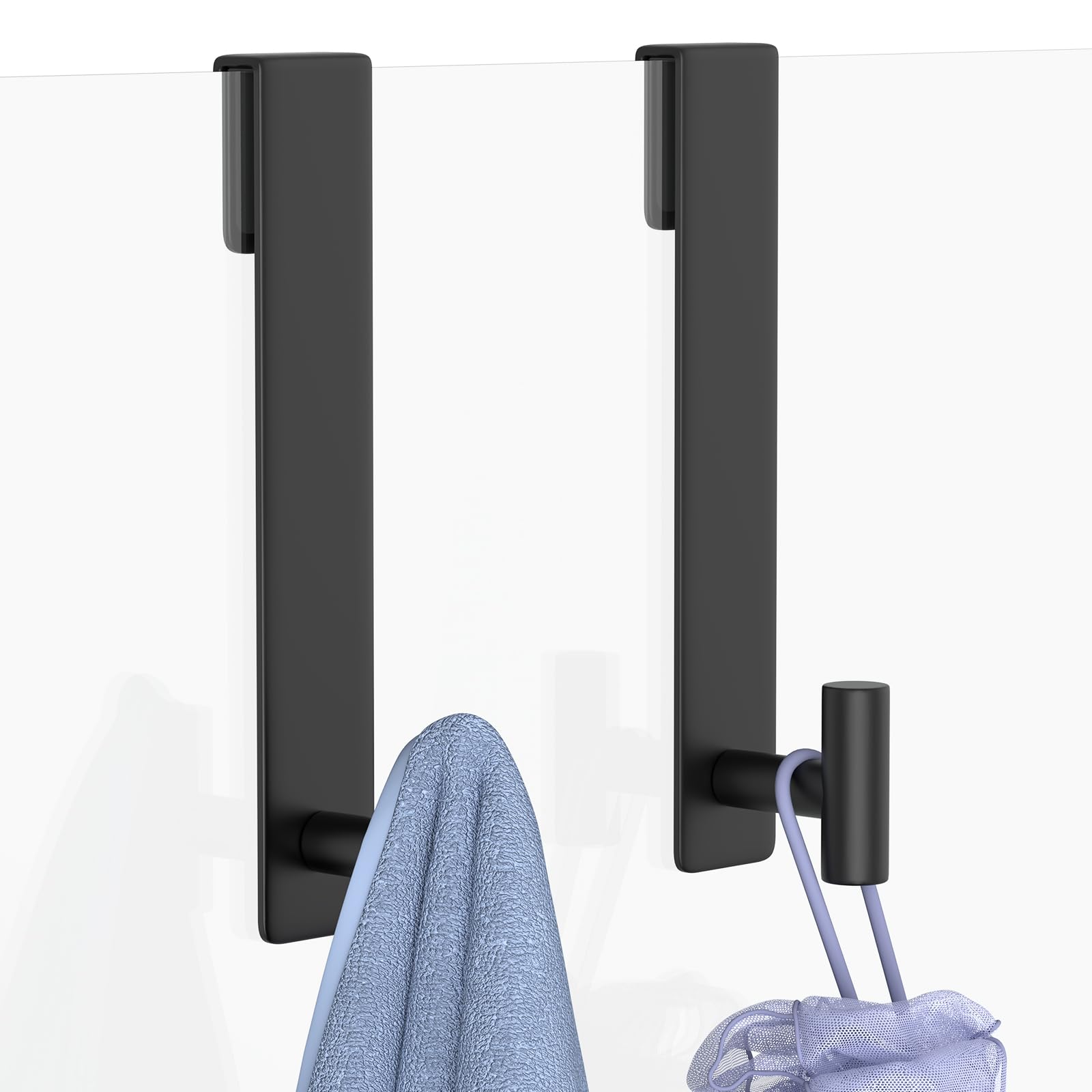 PMMASTO 10 Inch Shower Hooks for 3/8 Inch Glass, Black- T Shape