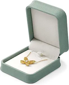 Gorgeous Necklace Gift Box Jewelry Gift Box Bracelet Necklace Holder Velvet Interior For Birthday,Wedding,Mother's Day, Valentine's Day Gift(Green)