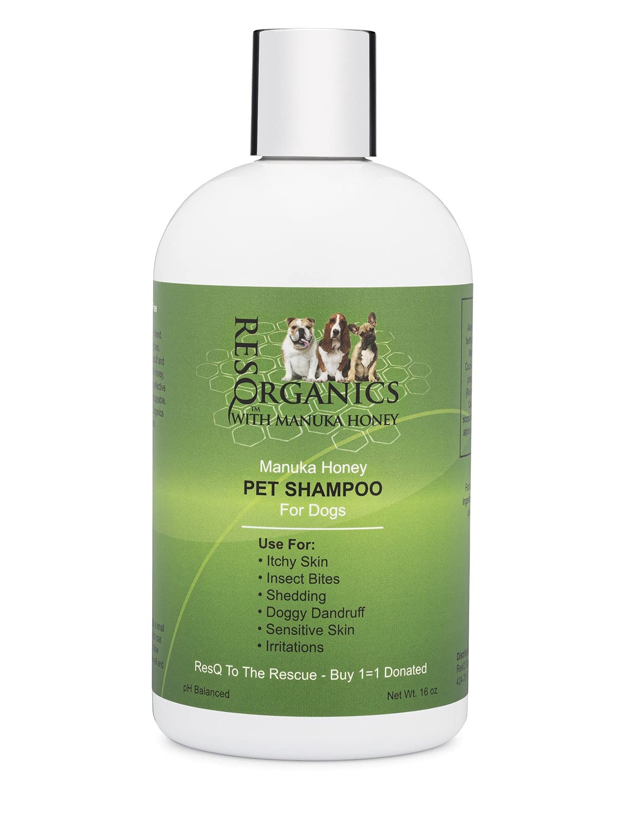 Hypoallergenic Dog Shampoo, Cleans and Soothes Dry Flakey Skin, Reduce Dandruff, Shedding, Calms Itching, Scratching, Aloe & Manuka Honey Softens Fur Moisturizes and Deodorizes.