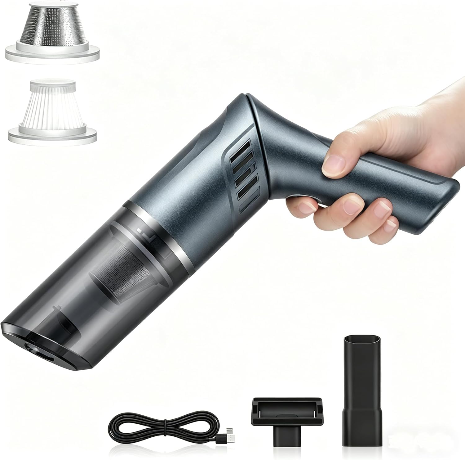 MZGO Cordless Car Vacuum Cleaner - Portable Handheld Vacuum with 90° Adjustable Handle,120W / 15000Pa Rechargeable Mini Dust Buster for Cars, Carpets and Pet Hair