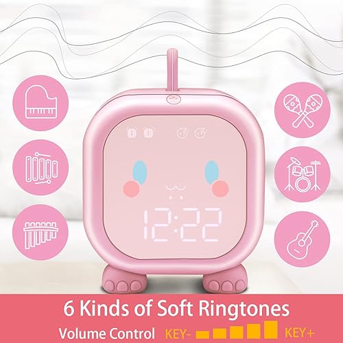 Miniatura 6 de Reloj despertador para niños con dinosaurio, reloj despertador digital para dormitorio de niños, bonito reloj de noche para niños, aprendiz de sueño