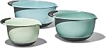 OXO Good Poignées 3-Piece Ensemble de bols de mélange en plastique - Cadet Bleu, Tour Gray, Jade, Petit, Moyen, Grand
