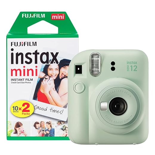 Fujifilm Instax Mini 12 - Fotocamera istantanea con confezione da 20 pellicole, colore: Verde menta