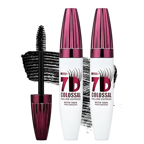 2PCS 7D Waterproof Volume Mascara, Lengthening Thickening Softer Fuller Lashes