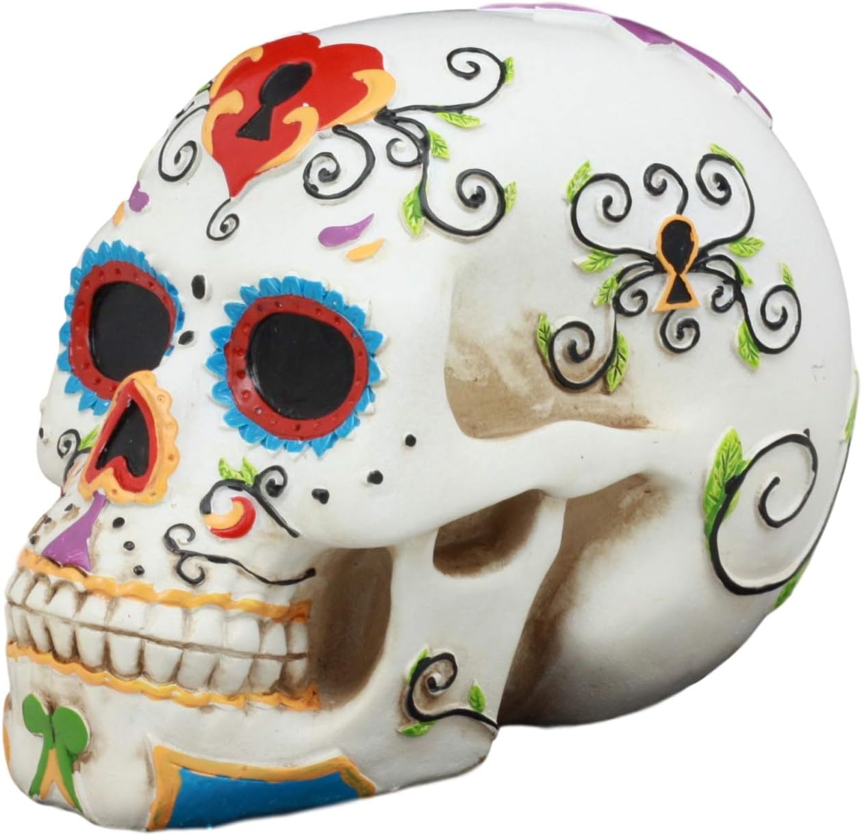 Gifts & Decor Ebros White Floral Sunny Day of The Dead Sugar Skull Statue Colorful Pastel Resin Figurine Skeleton Cranium Dia De Muertos Calacas As Gothic Display Model Sculpture