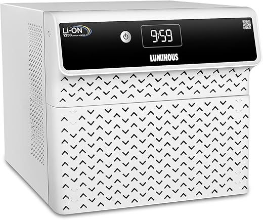 Luminous Li-On 1250 Pure Sine Wave Inverter for Home, Office & Shops | 1100/12.8V with Integrated Lithium-Ion Battery | 3X Fast Charging | LCD...
