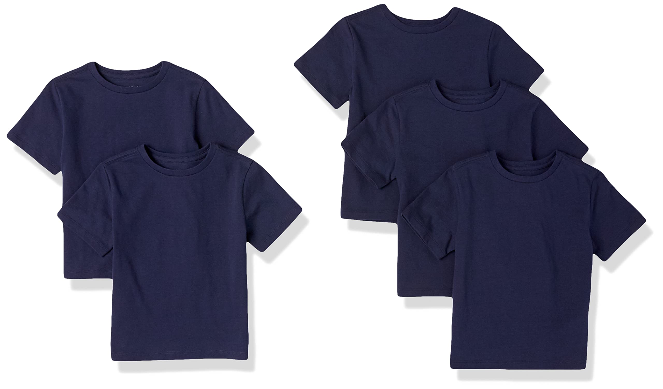 Amazon Essentials Boy's Short-Sleeve T-Shirts Shirt, 5-Pack Navy, 4T