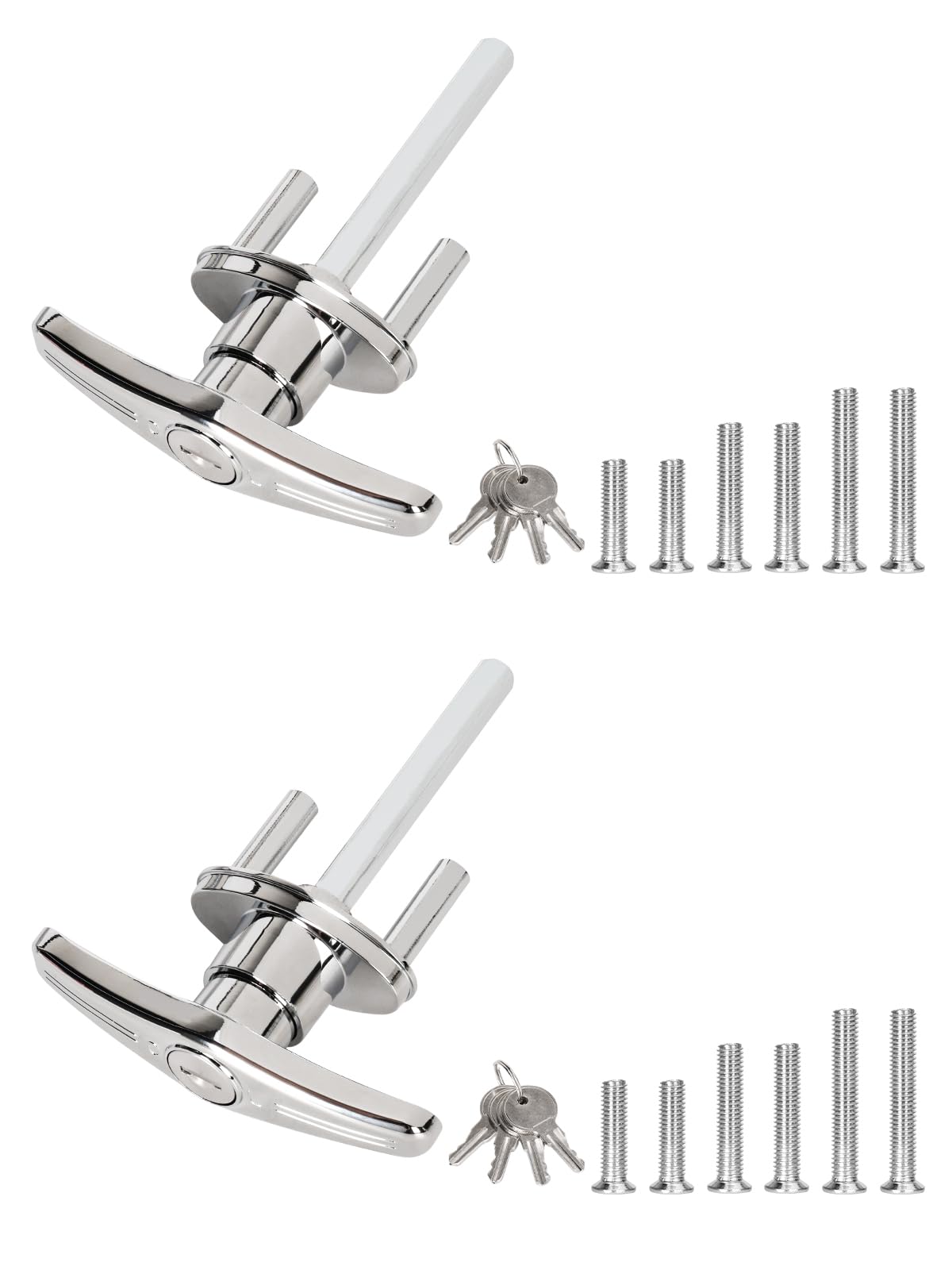 Photo 1 of Garage Door Lock T-Handle Locks Latch Replacement Parts with 4 Keys, Mounting Hardware Included, Fit 1-3/8" to 2" Thick Doors, T-Handles Locking Set for Garage Door - 2pack