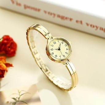 TWOPTION レディース リストクォーツウォッチ ブレスレットウォッチ Reloj para Mujer スモール 上品な腕時計 女性用 クリスマスギフト, ゴールド, クラシック