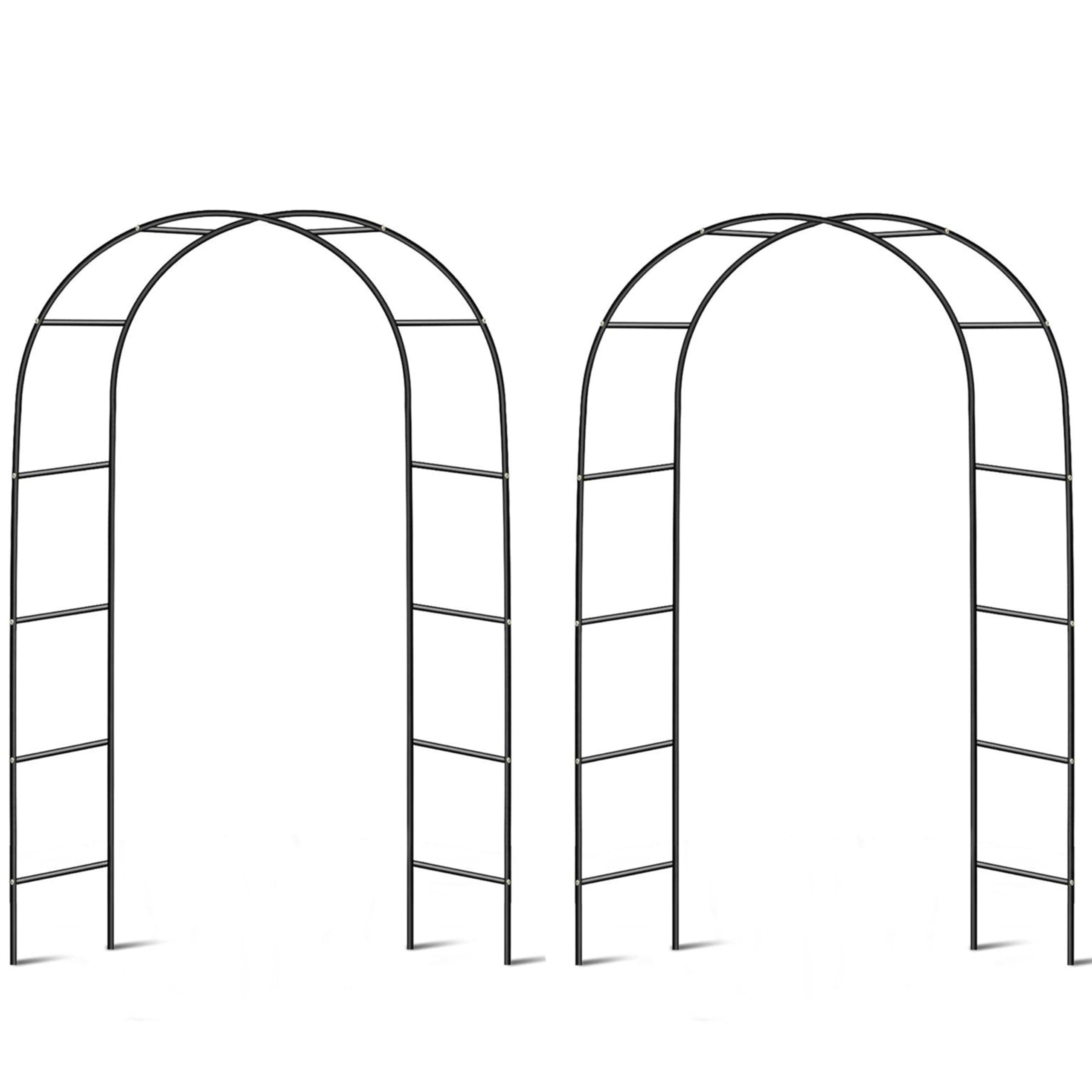 Crystals Garden Arch Green Metal – Heavy-Duty Steel Frame Support for Climbing Plants, Roses, Vegetables, Outdoor Decoration, and Archway Decor – Large 2.4M Size (2 X Garden Arches)