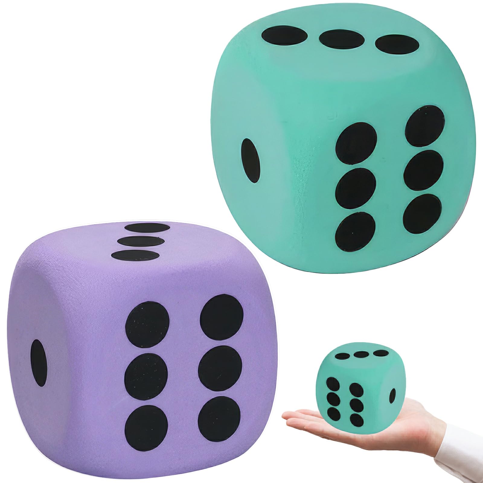 2pcs Large Dice Set, 8cm Rounded Corners Large Foam Dice, With Numerical Dots Giant Foam Dice, Cube Fidget Toy
