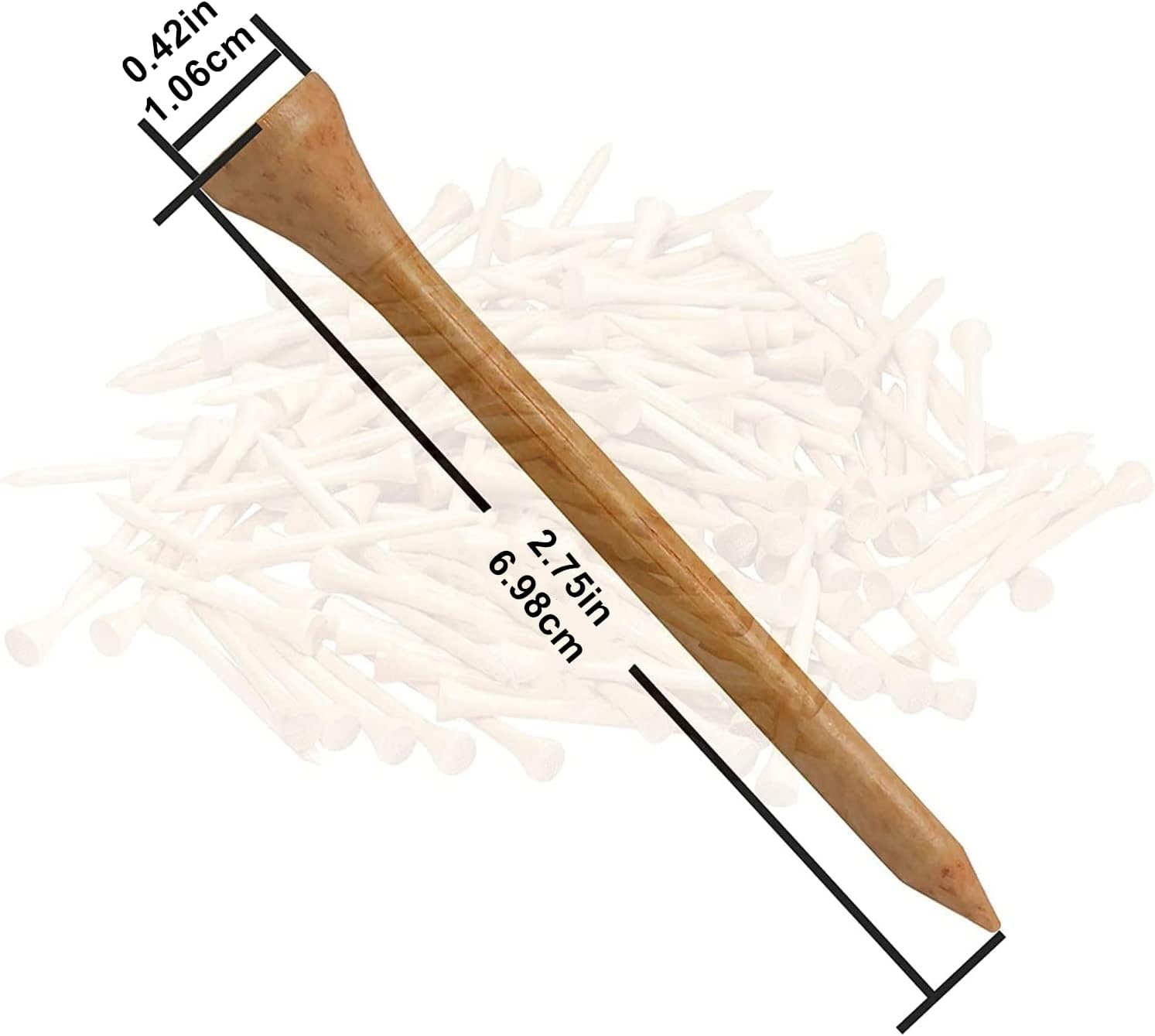 1000 Pcs Per Pack Natural Bamboo Golf Tees. 2.75 Inch (7cm) Length Stronger Than Wood No Side Spin Friction. PGA Approved for Professional Player's Tournament or Beginner's Trainning.
