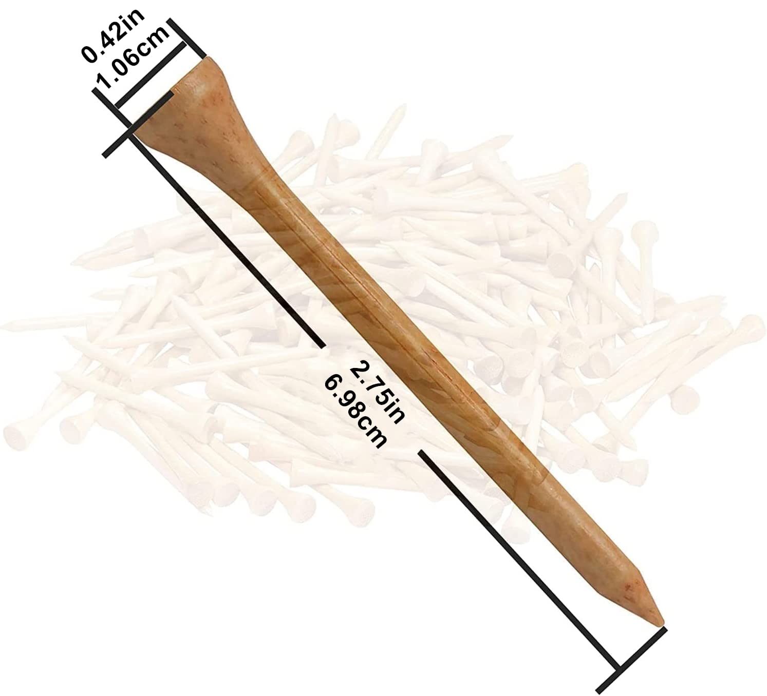 Golf-Tees aus natürlichem Bambus, 7 cm Länge, stärker als Holz, keine seitliche Spin-Reibung, PGA-zugelassen für professionelles Spielerturnier oder Anfänger-Training.