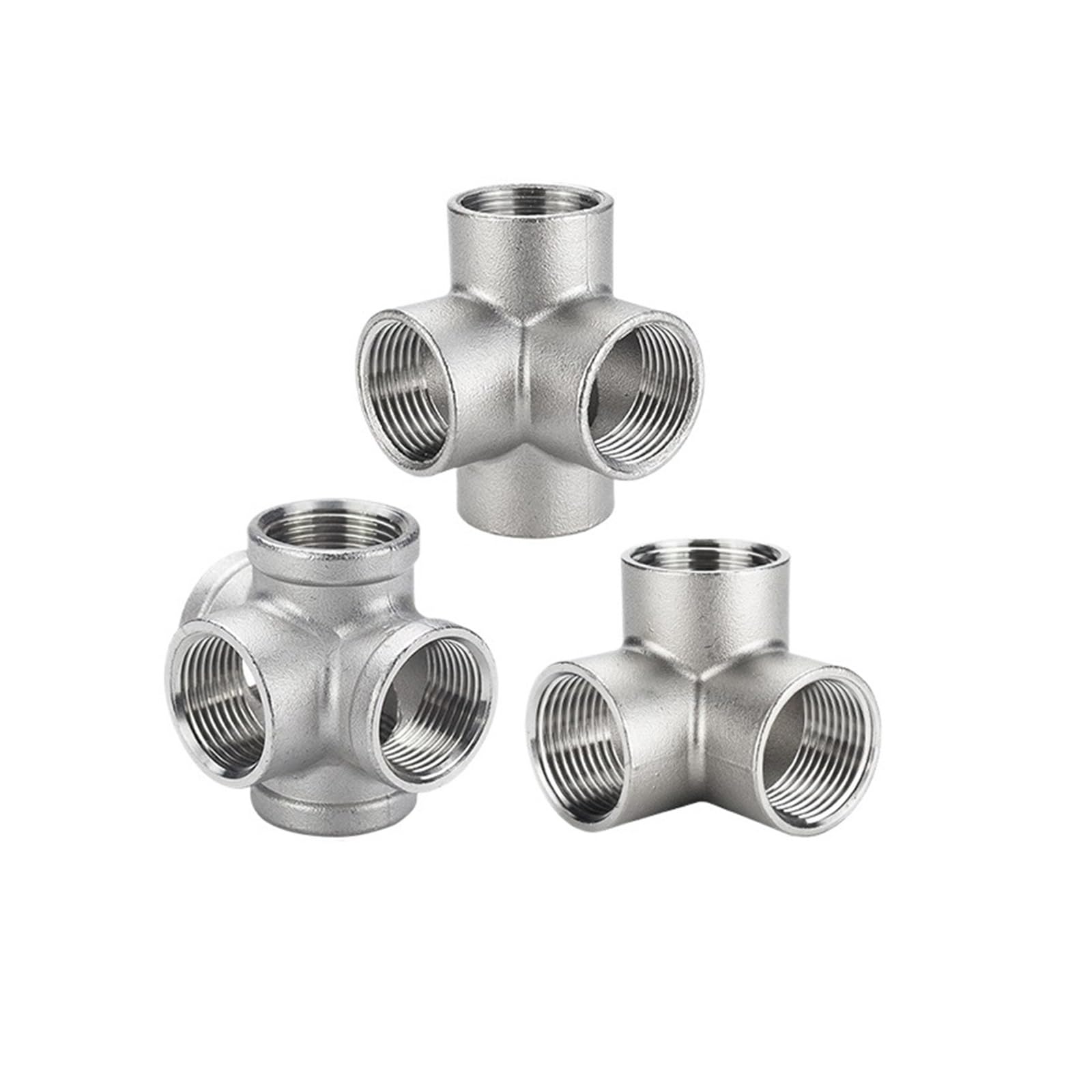 1pc BSPT 304 Stainless Steel Female Threaded 3 Way/4 Way/5 Way Tee Cross Type Pipe Fitting 1/4" 1/2" 3/4" 1" 1-1/4" 1-1/2" 2" (3way DN10)