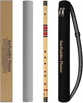 Sarfuddin Flutes G Natural Base Bansuri 25 inches Right Hand Bamboo Flute Tuned 440hz With Carry Bag