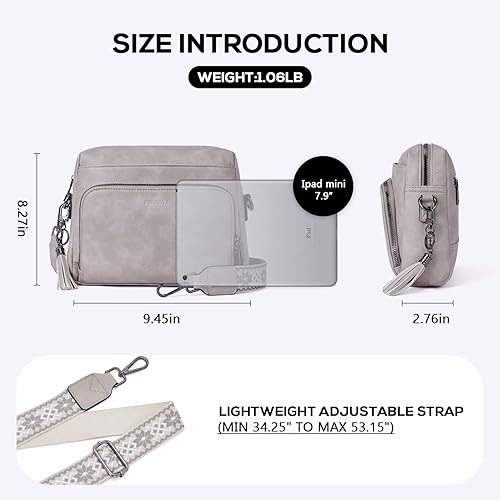 Miniatura 4 de POIUGOYA Bolsos cruzados para mujer a la moda, bolso cruzado mediano de cuero vegano, bolso cruzado de viaje para mujer, cartera integrada