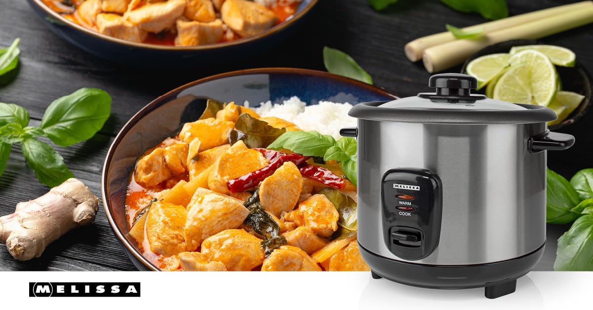 Melissa Cuociriso con capacità 1,0 l - 400 W - rivestimento antiaderente - alloggiamento in acciaio inox - inserto per cottura a vapore - funzione di mantenimento al caldo - spegnimento automatico