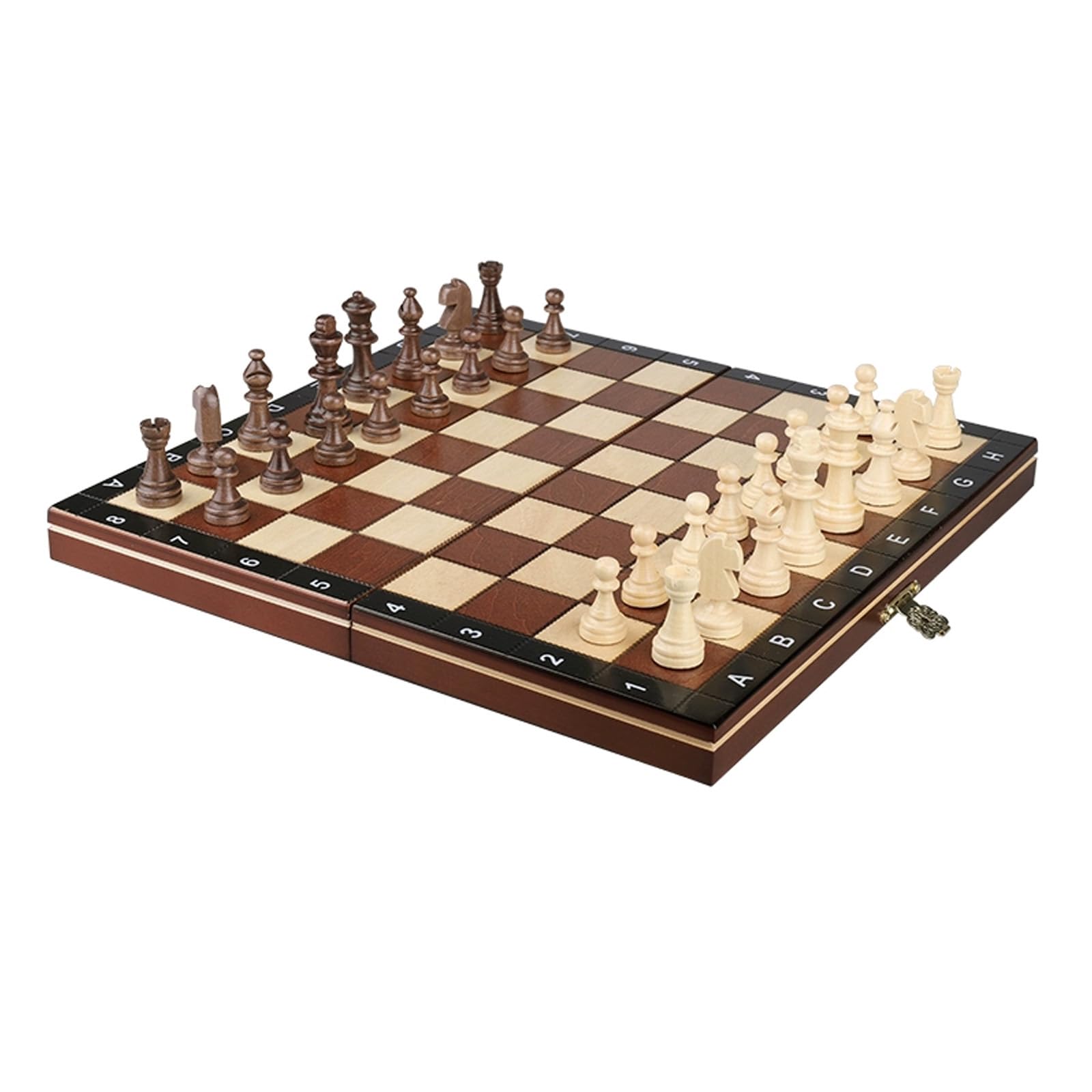 Scacchiera in Legno,11" Scacchiera Portatile con Slot di stoccaggio degli Scacchi,Facile da trasportare, Scacchiera Magnetica in Legno per i Principianti e Adulti