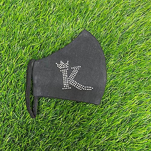 Ekdant Name Initial Premium 100% Cotton Fabric 4 Layer Bling Alphabetic Face Mask for Men, Women, Teenagers, Reusable, Unisex Washable Designer Face Mask(K)-picture-14