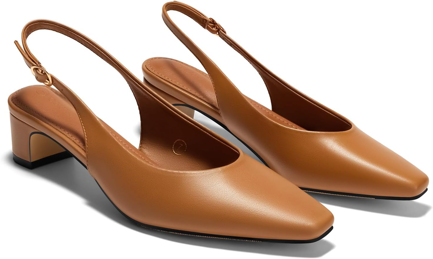 Coutgo Womens Chunky Low Heels Slingback Pumps Closed Square-Pointed Toe Work Office Dress Shoes