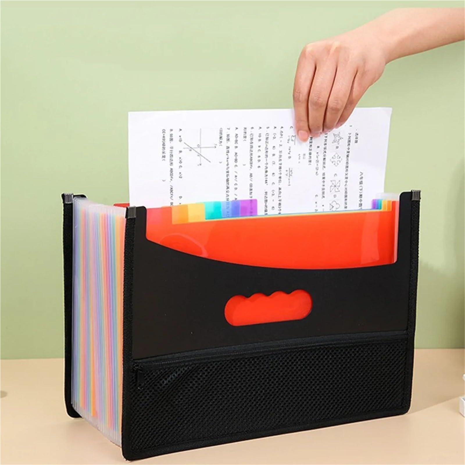 Organisateur de fichiers en accordéon extensible A4, 2 pcs, 12 pochettes(Pink)