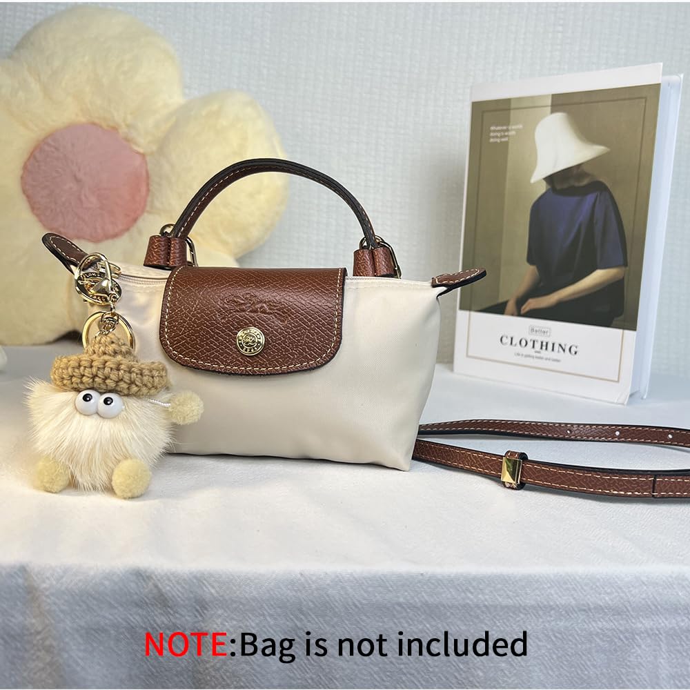 KOMHPS Purse Straps Replacement, Leather Handbag Crossbody Shoulder Strap Adjustable for Longchamp Bag Women(Brown Gold Doll)