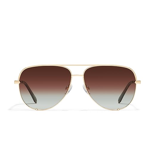 Quay - Óculos de sol para homens e mulheres, lentes aviador com proteção UV, óculos de sol grandes (chave alta)