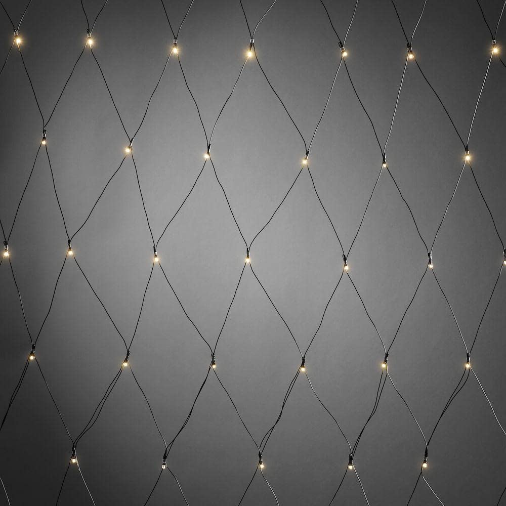 Konstsmide 3727-100 LED Light Net/for Outdoor Use (IP44) / Battery Operated: 2X D 1.5V (Excl.) / with Light Sensor and 6h and 9h Timer / 80 Warm White Diodes/Black Cable