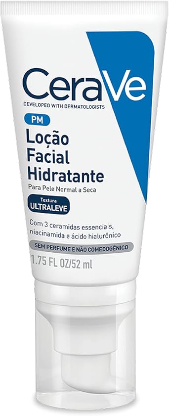 Menor preço em CeraVe Loção Facial Hidratante PM, Textura Ultraleve, Hidratação Suave e Rápida Absorção, com Ceramidas Essenciais e Ácido Hialurônico, Sem Perfume e Hipoalergênica, 52ml