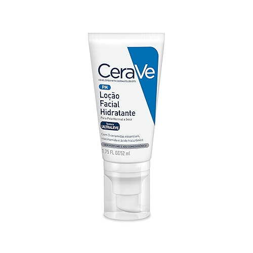 Cerave Loção Facial Hidratante Pm, Uso Noturno para Peles Normais a Secas, com 3 Ceramidas...