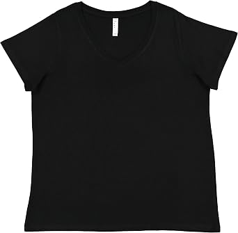 LAT Ladies Curvy Fine Jersey V-Neck Tee for Plus Size Full Figure Women Sizes up to 4X