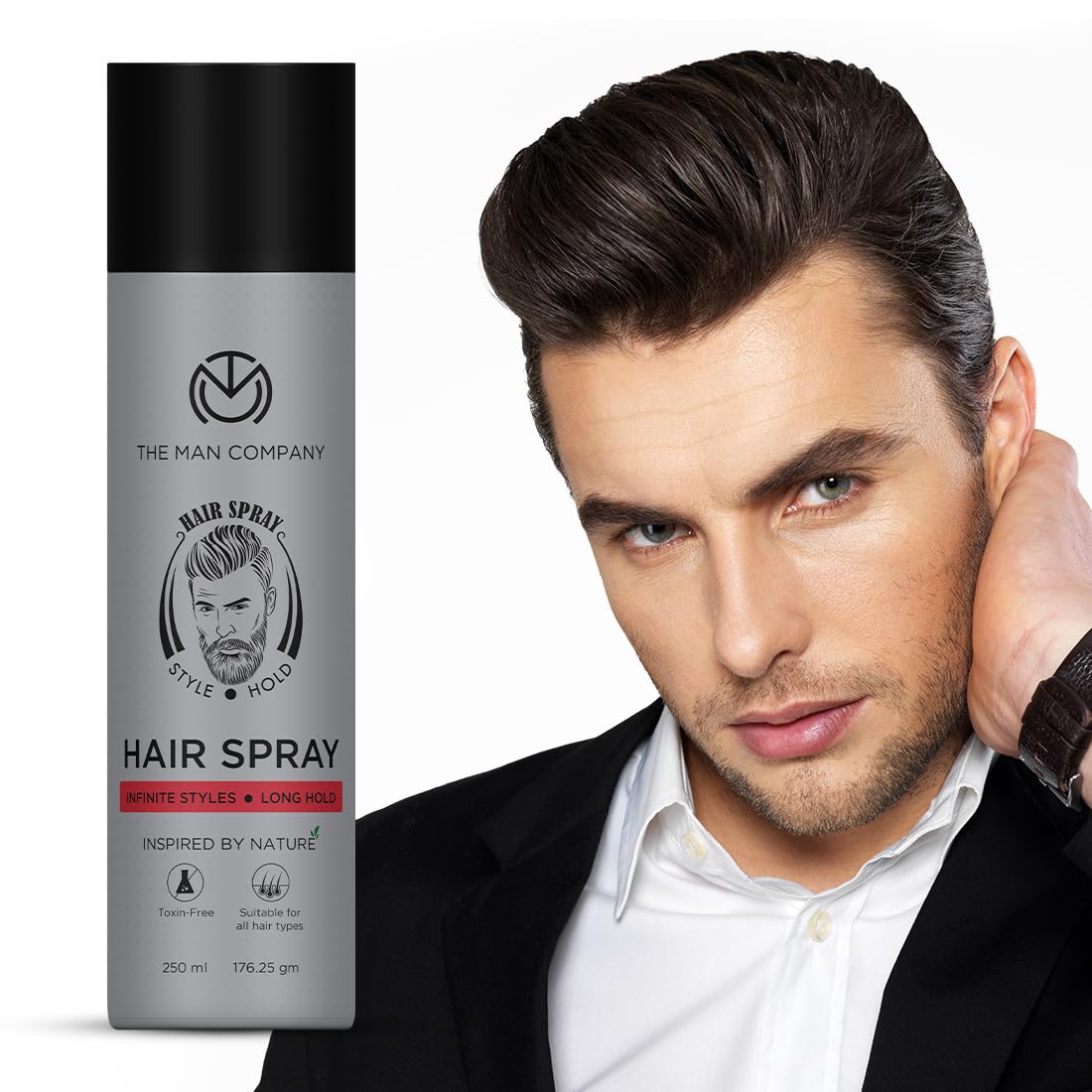 The Man Company Hair Styling Spray For Men 250Ml | Strong Hold, Long Lasting, Matte Look & Instant Grip | Natural Shine, Non-Stick, Ultra Hard