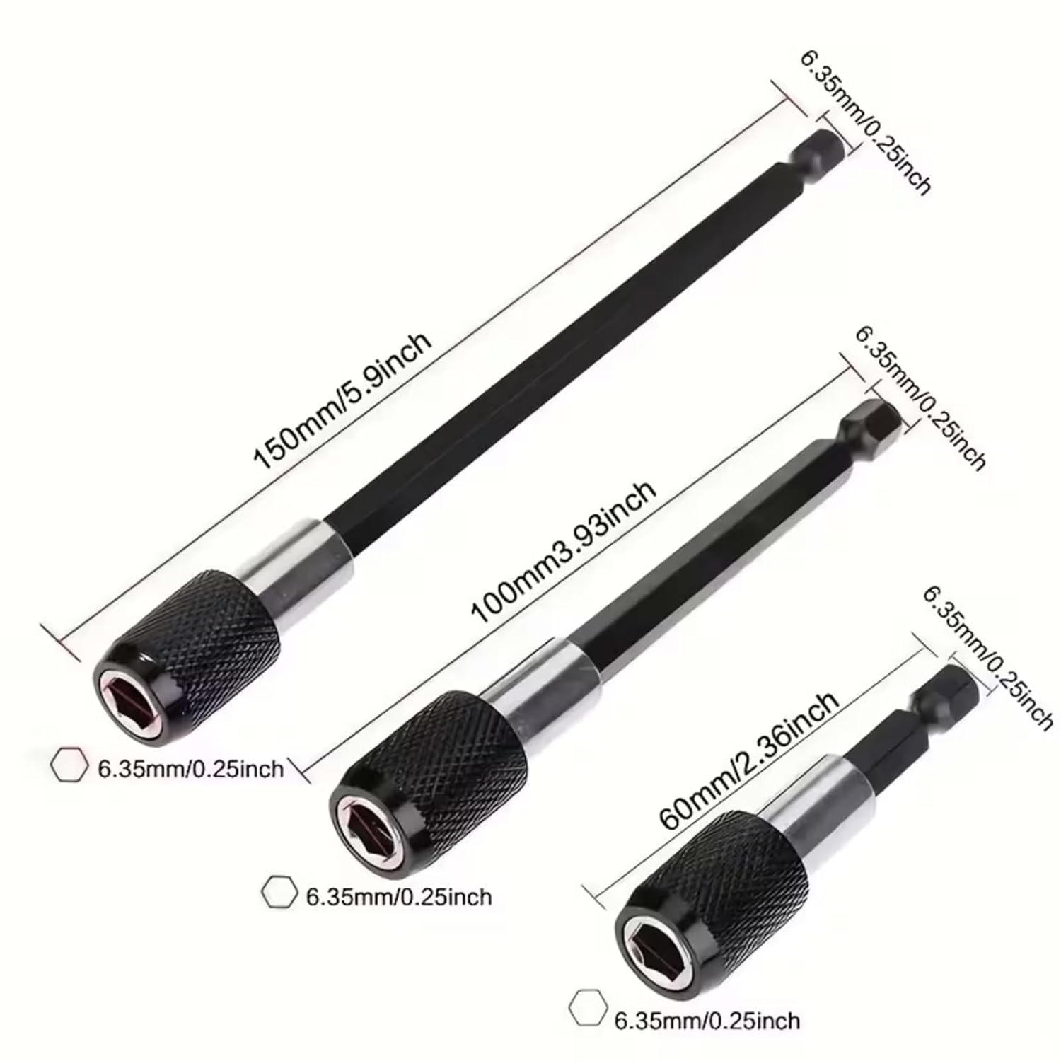 Magnetic Drill Bit Extension Set, Durable Steel Construction, Professional Tool Accessories for Home Improvement, Drill Accessories
