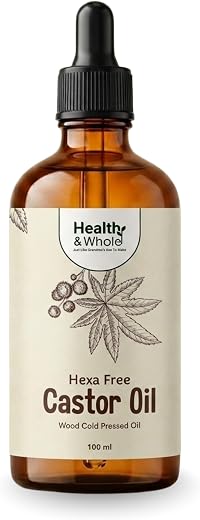 Health and Whole Castor Oil 100ml | Cold Pressed Castor Oil, 100% Pure &amp; Natural, Hexane-Free | Castor Oil for Hair Growt...