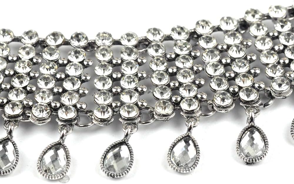 YERTTER Vintage Boho Full Rhinestones Necklaces Tassel Jewelry Set Layered Pendant Statement Chunky Chain Necklace for Women - Image 4