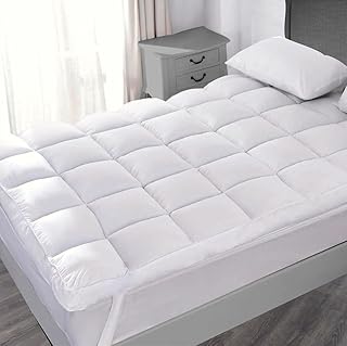 VL Mattress Topper Single Size 5cm Microfiber Quilted Fluffy and Soft Mattress Protector with Strong Corner Straps for Firm Grip 5cm Thick, Single, Double, 4ft, King (4Ft Small Double - 120 x 190 CM)