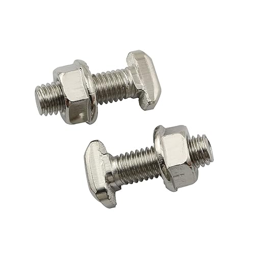 Miniatura 6 de 10 juegos de tornillos en T de cabeza de martillo M5 x 0.472 in con juego de tuercas de brida hexagonal M5, acero al carbono niquelado para perfil