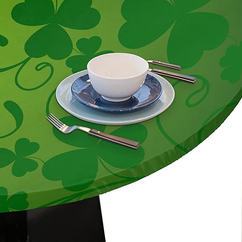 Vista 338 de cfpolar Mantel redondo ajustable de verano, hojas de palma tropical, borde elástico, mantel redondo lavable para uso en interiores y exteriores, se