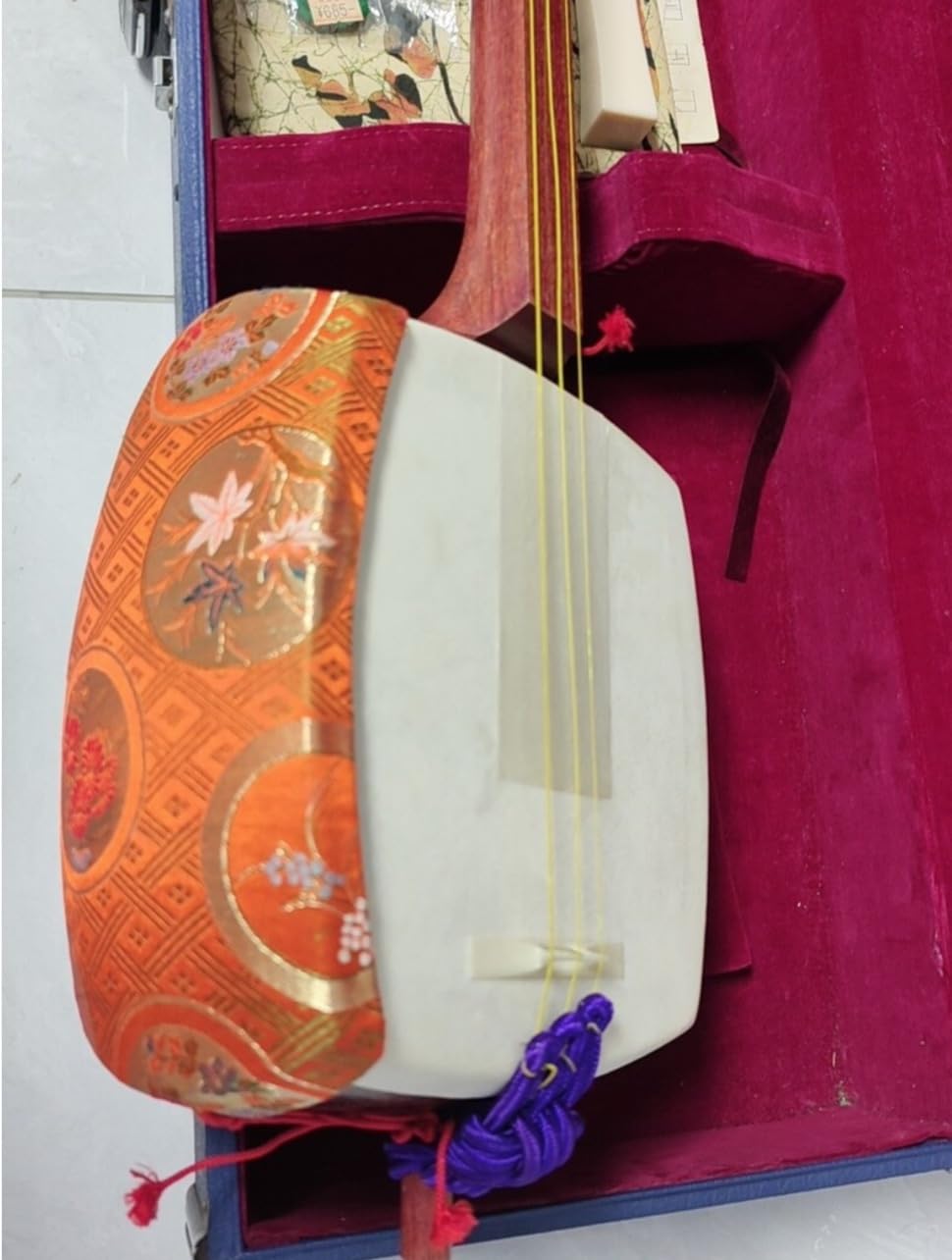 Jiuta Shamisen japoński instrument strunowy, palisander syjamski, szyjka 3 cm, 3-krotny korpus czopa wpuszczanego