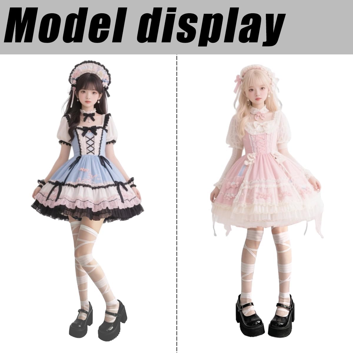 Women's Bandage Thigh High Stockings Mesh Net Lace Sheer Ripped Fishnet for Gothic Grunge Y2k Cosplay 2 Pairs