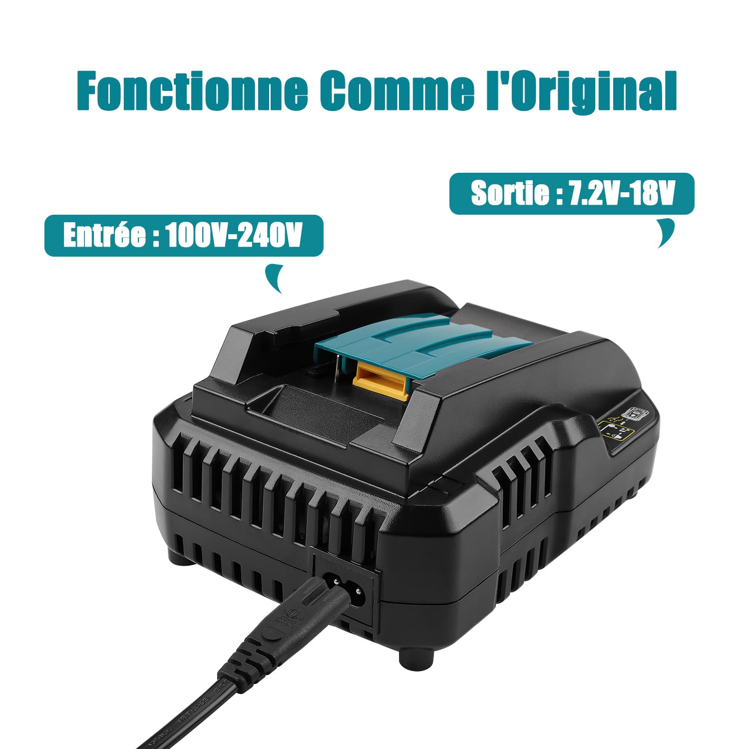 Energup 14,4V-18V 3A Chargeur de Rechange pour Makita Chargeur 18V DC18RC DC18RD pour Makita Batterie 18V BL1850 BL1840 BL1830 BL1430 BL1415
