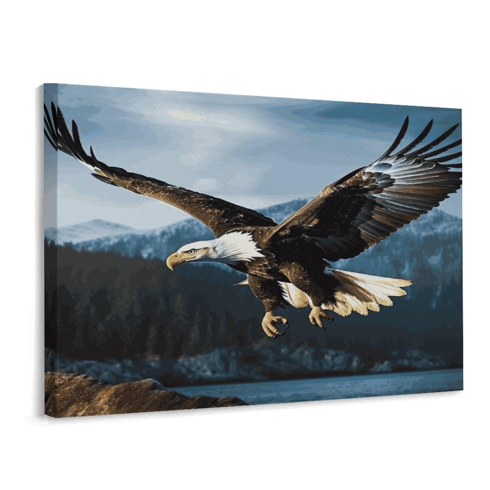 Fodpand Frame-Style Eagle At Hunting Bathroom Wall Art Canvas Prints, Artwork For Walls For Living Room Hallway Stair Office Wall Decor, Pictures Home Decor 15.7X11.8 Inch