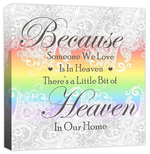Rubybloom Designs Rainbow Because Someone We Love Is In Heaven - Heart Quote Canvas Art Print Picture