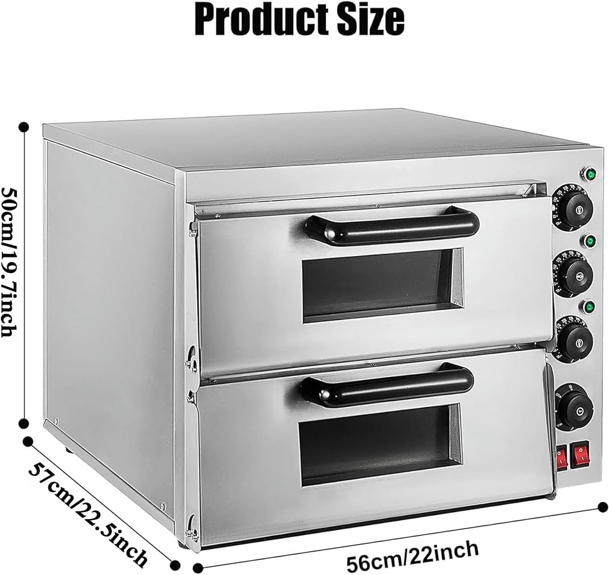 Electric Pizza Oven, Single/Double Deck Commercial Pizza Drawer Toaster Oven Countertop, Stainless Steel Outdoor BBQ Pizza Oven for Home Restaurant,Doublelayer